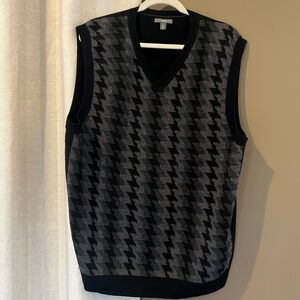 Apt. 9 Men's Wool Blend Gray Patterned Sweater Vest, V-neck, Size XL